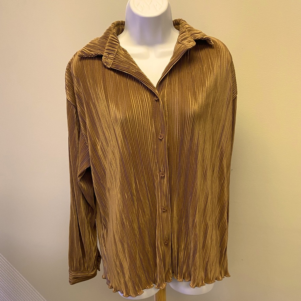Grace, Medium, Brown, Boho Button Down Top